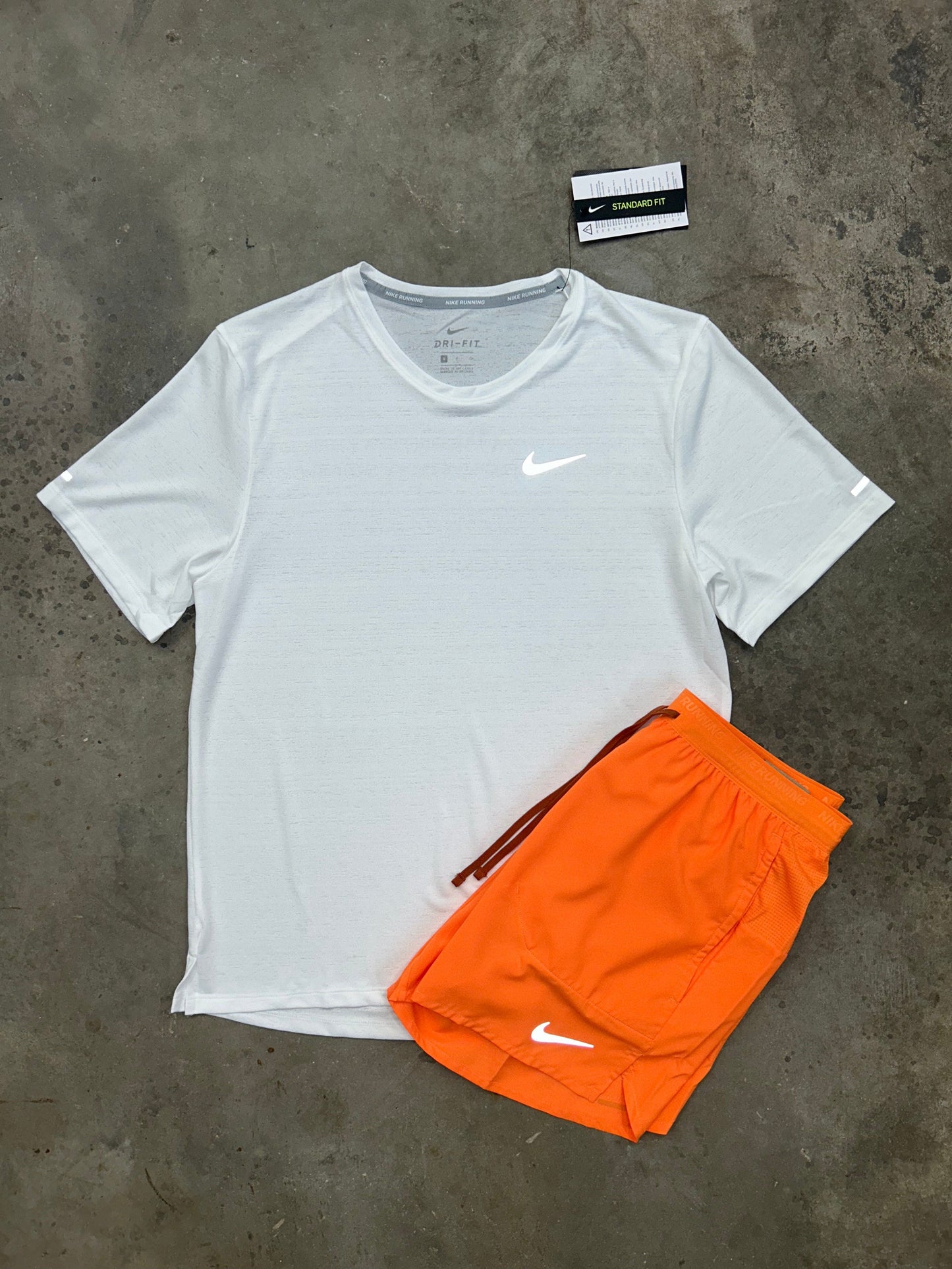 Nike White/Orange Set - T-Shirt / Shorts